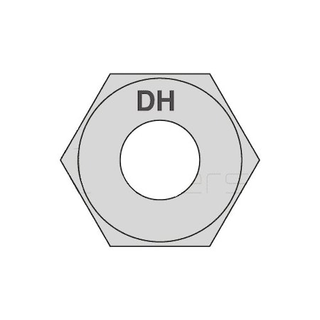 Heavy Hex Nut, 1-8, Steel, Grade DH, Hot Dipped Galvanized, 63/64 In Ht, 100 PK